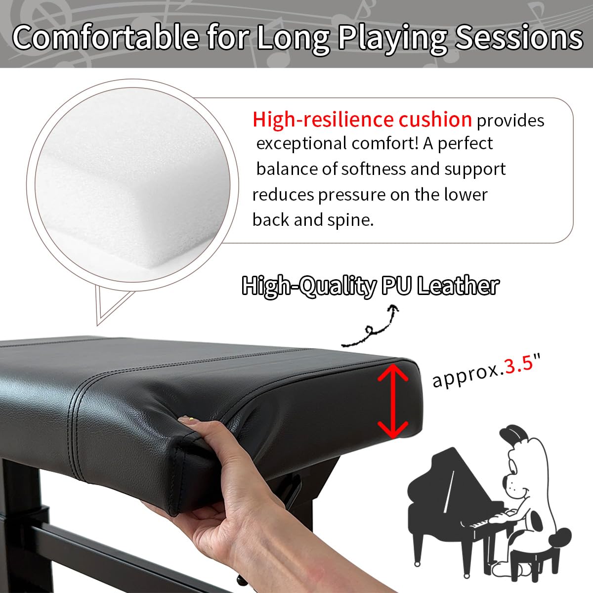 lumizone Hydraulic Lifting Piano Bench Height Adjustable Tufted