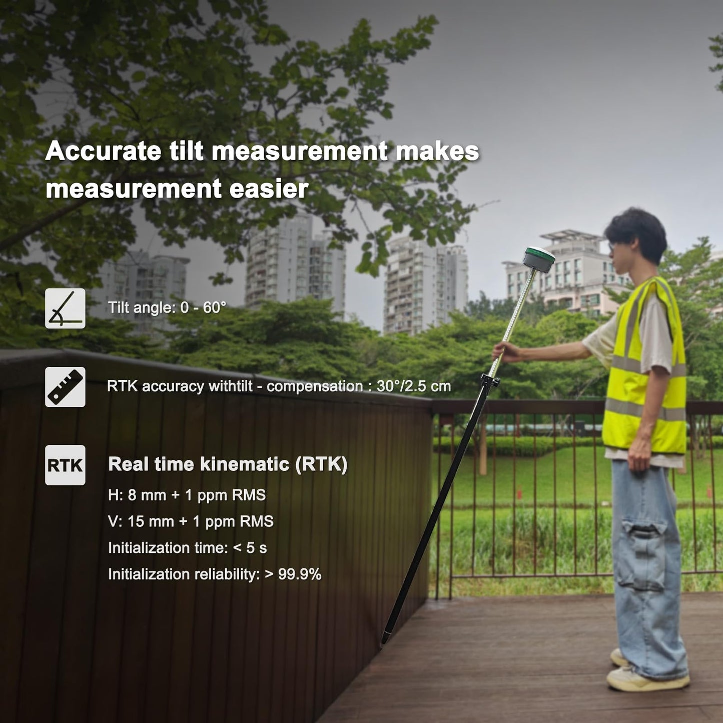SMA60AR Photogrammetry Rover & SMA20 Pro Base, RTK PPK GNSS Survey Equipment, AR Visual Stakeout, Dual Cameras, OLED Display, 60° IMU, 4G BT, UHF Up to 18 km for Drone Topographic GIS