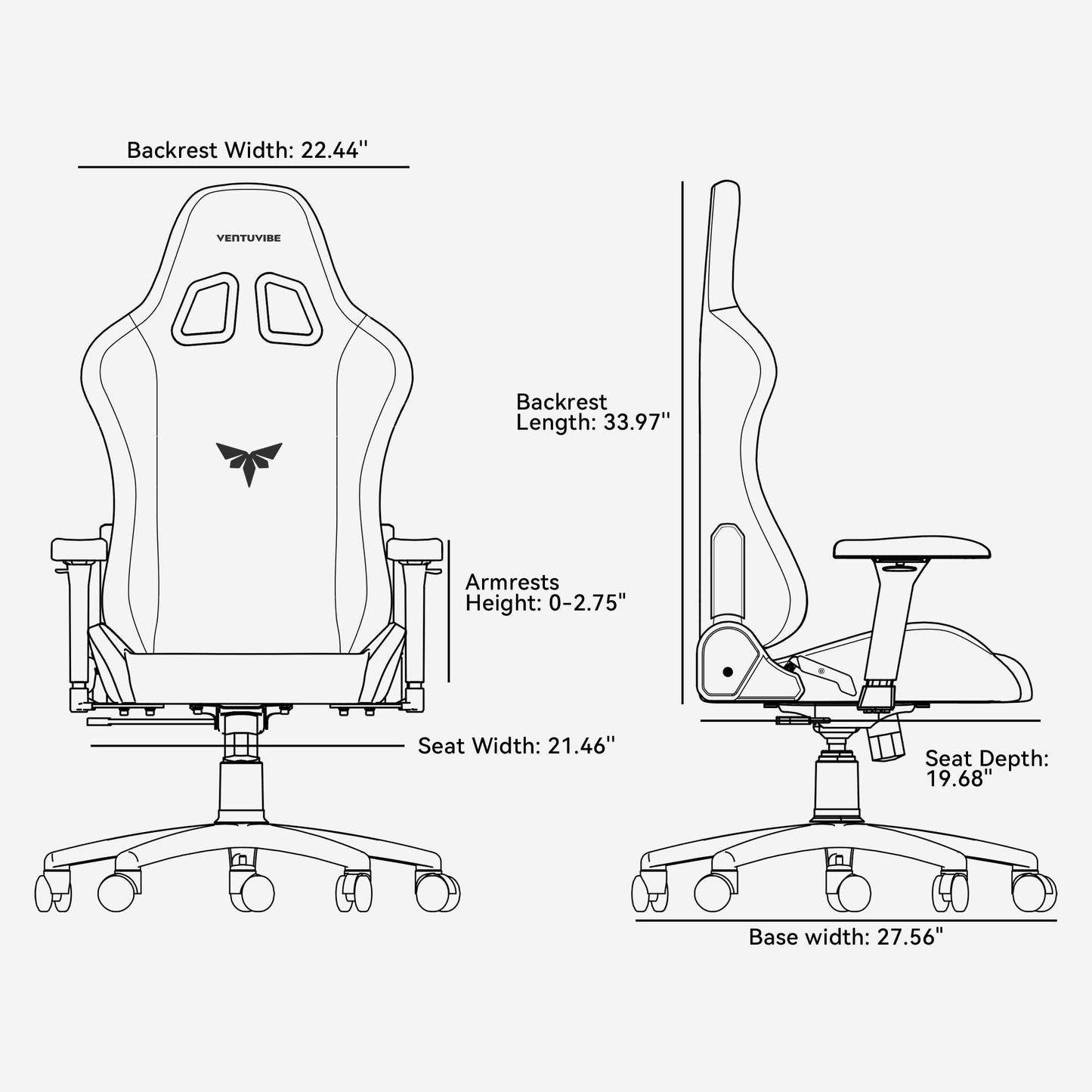VENTUVIBE Gaming Chair 4D Adjustable Armrests - 170° Reclining & 320lb Capacity, High Back Ergonomic Computer Chair with Lumbar Support, Fabric Office Chair for Adults (Black)
