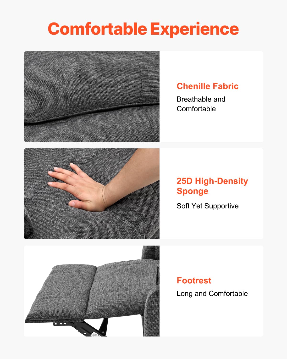 VEVOR Power Lift Recliner Chair, Dual Motor Lift Chair with Heat and Massage for Elderly, Infinite Position Adjustment Electric Recliner with 2 Anti-Fall Ropes (Medium, Dark Gray)