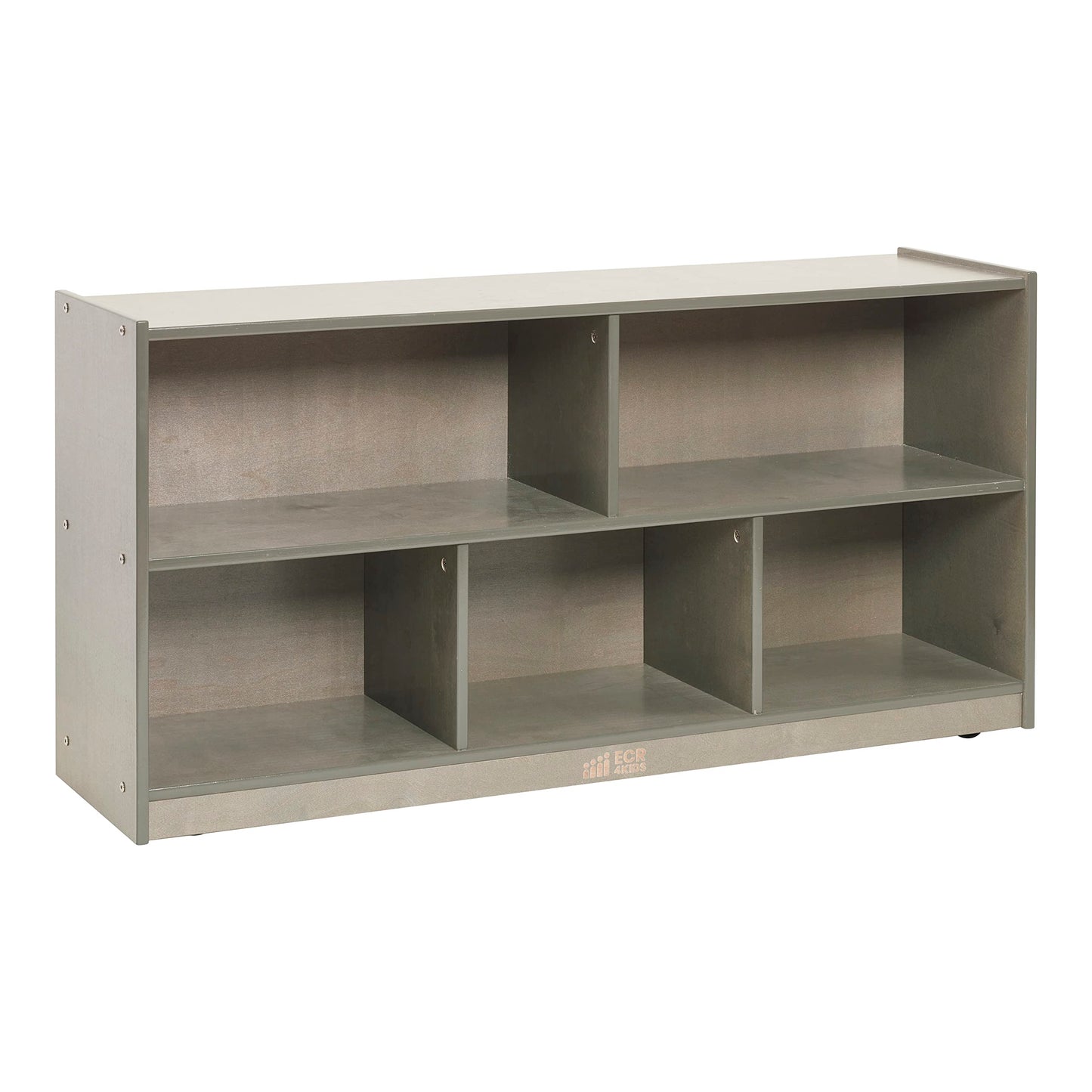 ECR4Kids 5-Compartment Mobile Storage Cabinet, Toddler, Classroom Furniture, Grey Wash
