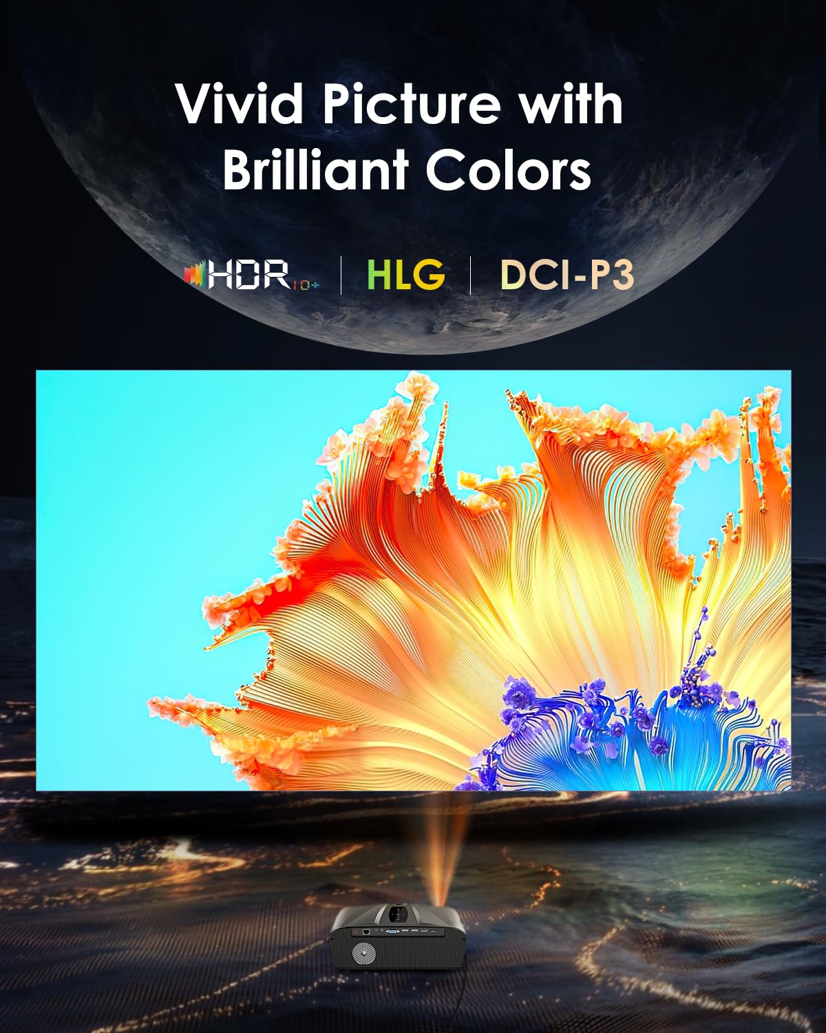 Daylight Projector Auto Focus 4K, 2300 ANSI Bright HD LED 4K Home Theater Karaoke Movie Gaming Projector Ceiling Indoor Outdoor Native 1080P Smart TV Proyector with 5G WiFi Bluetooth Apps HDMI WiFi 6