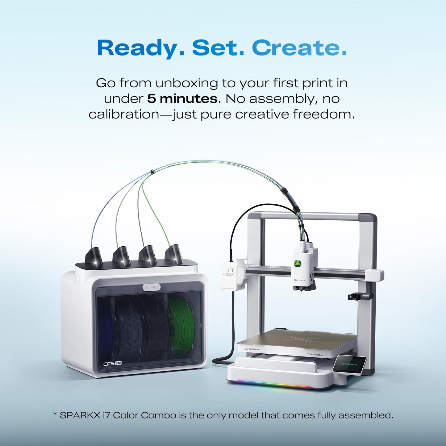 Creality SPARKX i7 Combo 3D Printer, Beginner-Friendly Multi-Color 3D Printer with AI Camera, Auto Leveling, Automatic Filament System, Direct Drive Extruder, WiFi Monitoring, 260×260×255mm