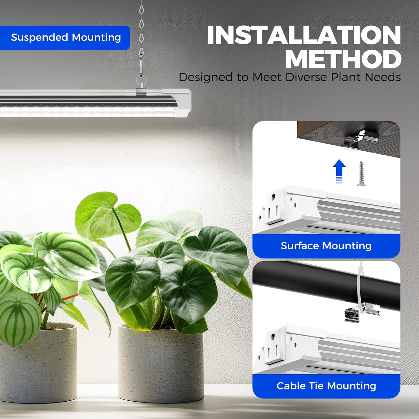 Barrina TX72 Grow Lights for Seed Starting, 288W, 5000K Full Spectrum, 4FT, Aluminium with Timer, 4 Packs