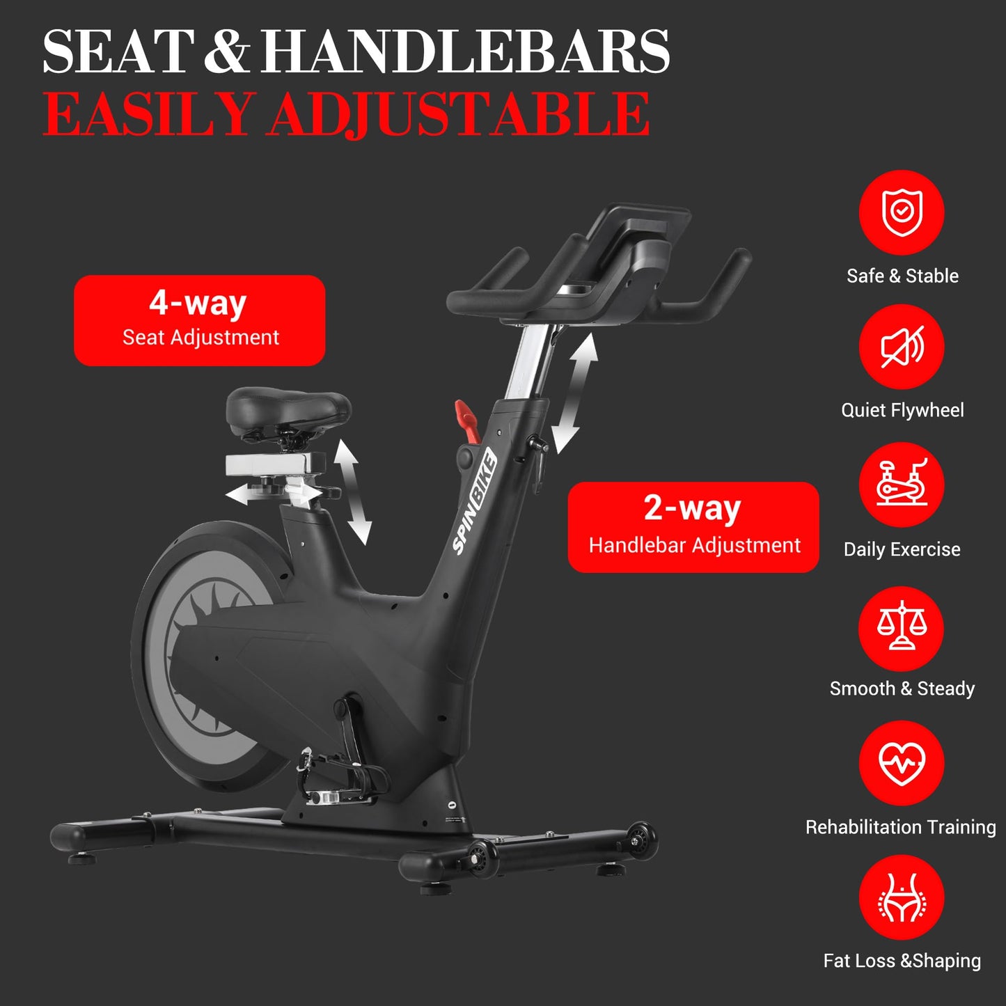 Magnetic Resistance Exercise Bike, Adjustable Seat Stationary Bike with Tablet Holder, 298 LBS Capacity Indoor Cycling Bike, Home Cardio Fitness Workout Equipment, Silver