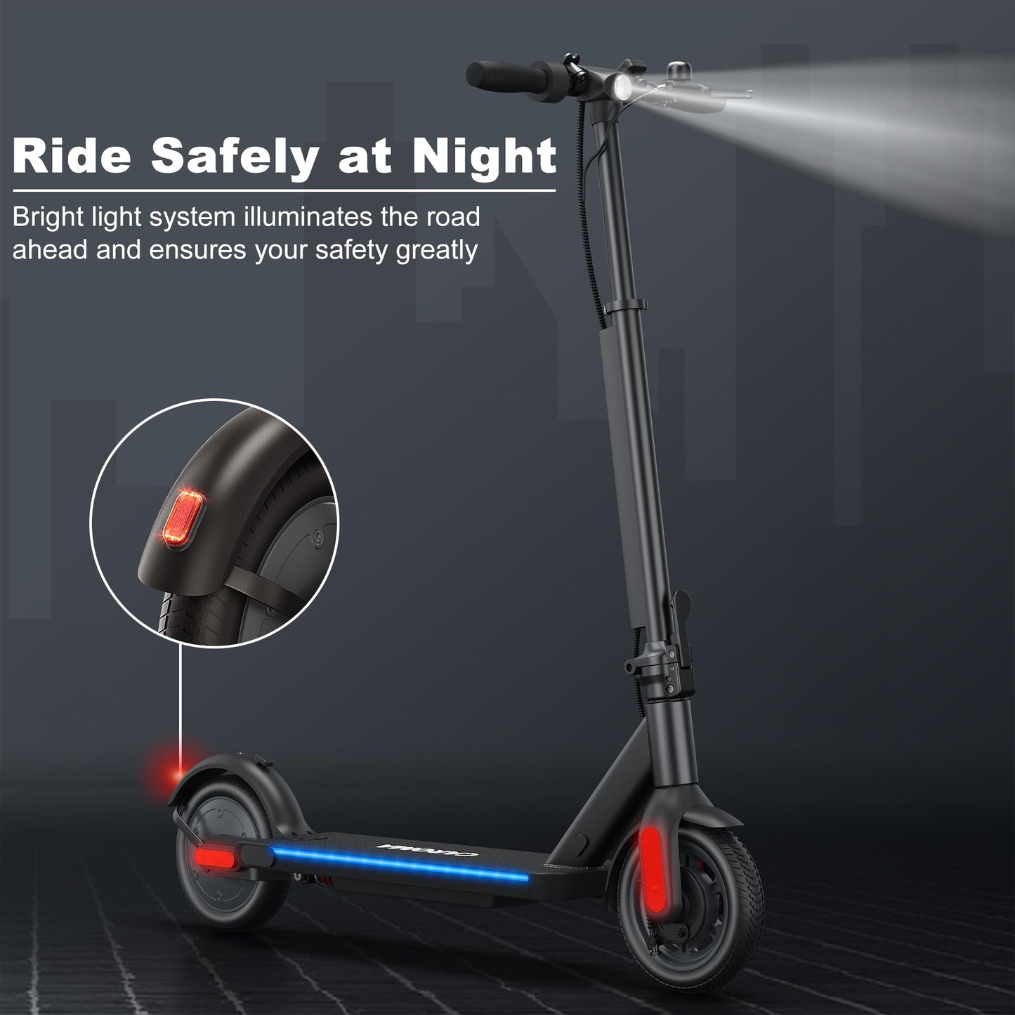 Caroma Electric Scooter Adults, 20 mph & 300 lbs, 350W Motor, 20 Miles Range & 20 Mph, 9" Solid Tires, Folding Motorized Scooter for Adults, App Control