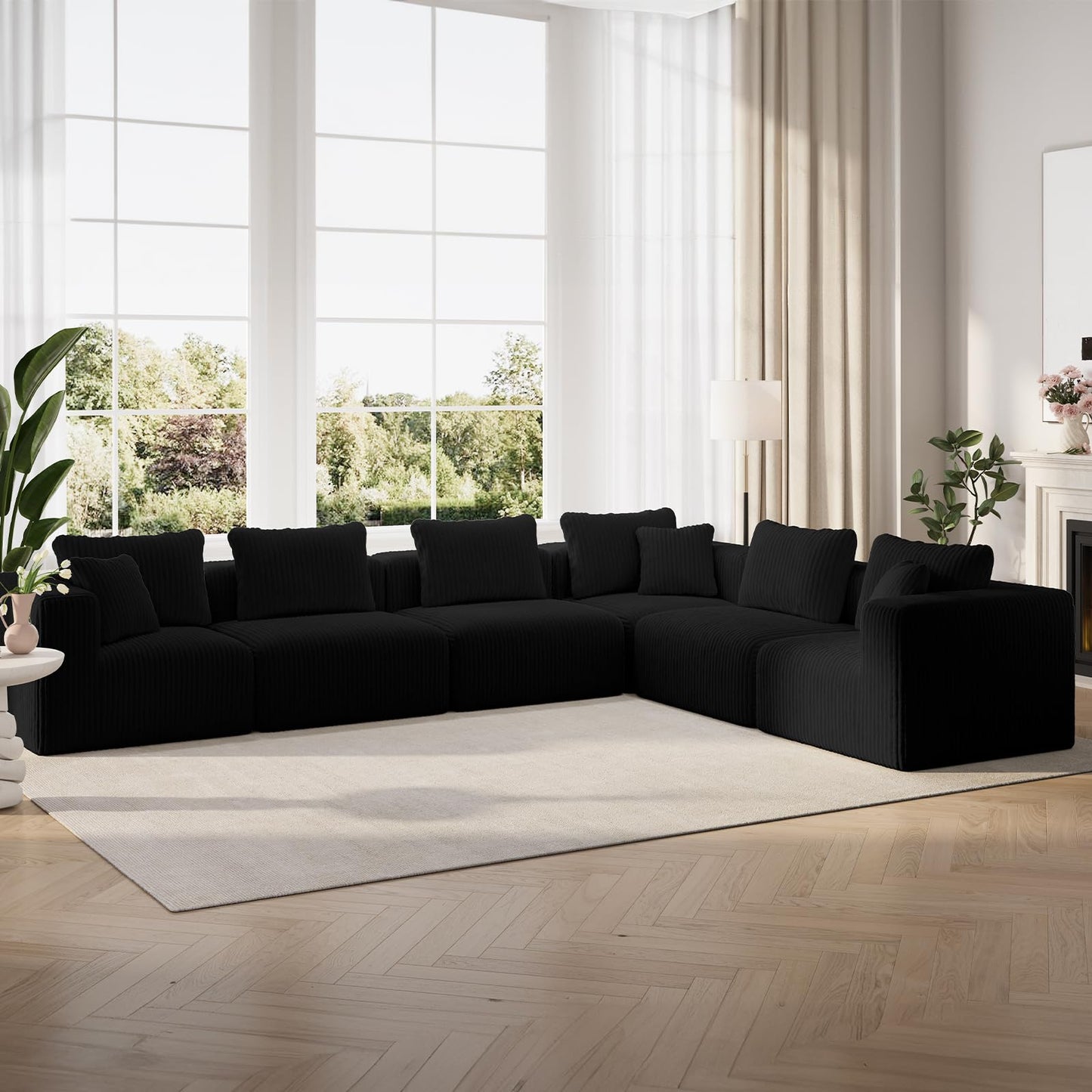 Novilla 141" Modular Sectional Sofa, Modern Cloud Sectional Couch with Smarts Coil® Support, L-Shape Boneless Couch for Living Room Apartments Bedroom, No Assembly Required (6 Seat)