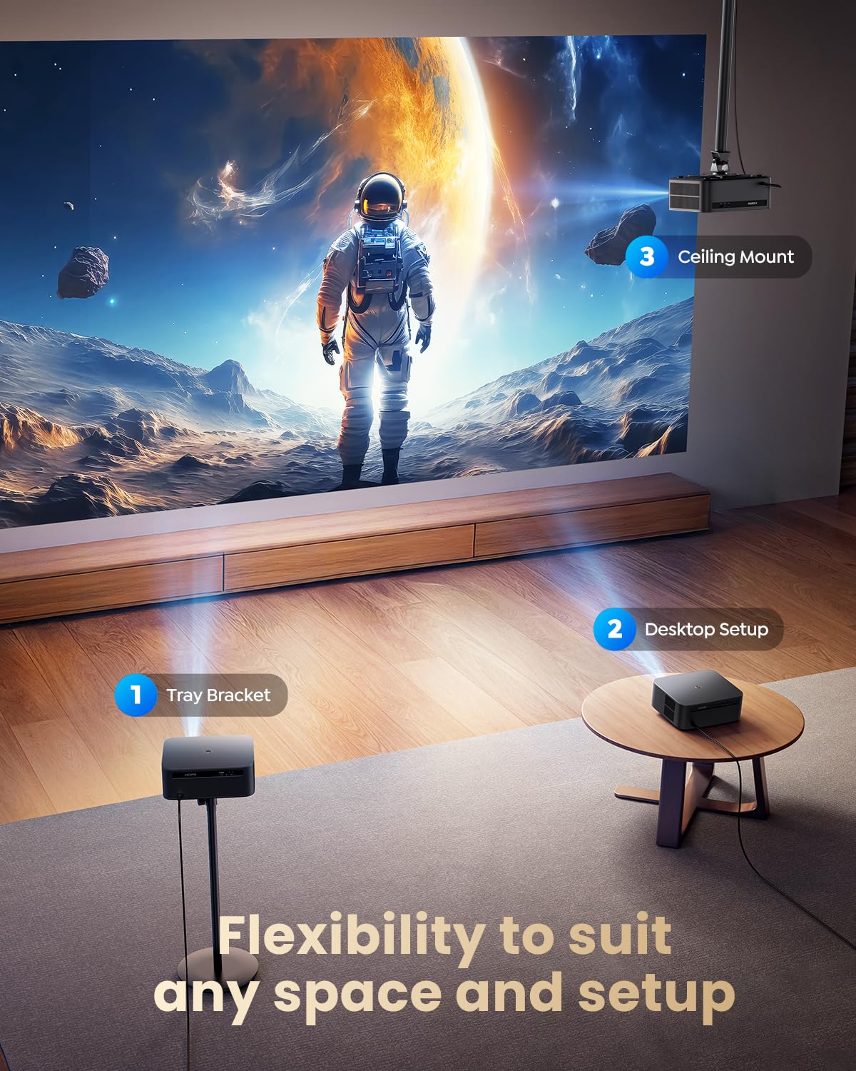 【Bundled with Google TV Stick/4K Supported】Smart Projector with WiFi & Bluetooth, Outdoor & Home TV Movie Projectors with Voice Control, Auto Focus & Keystone, Compatible with Netflix Proyector WiMiUS