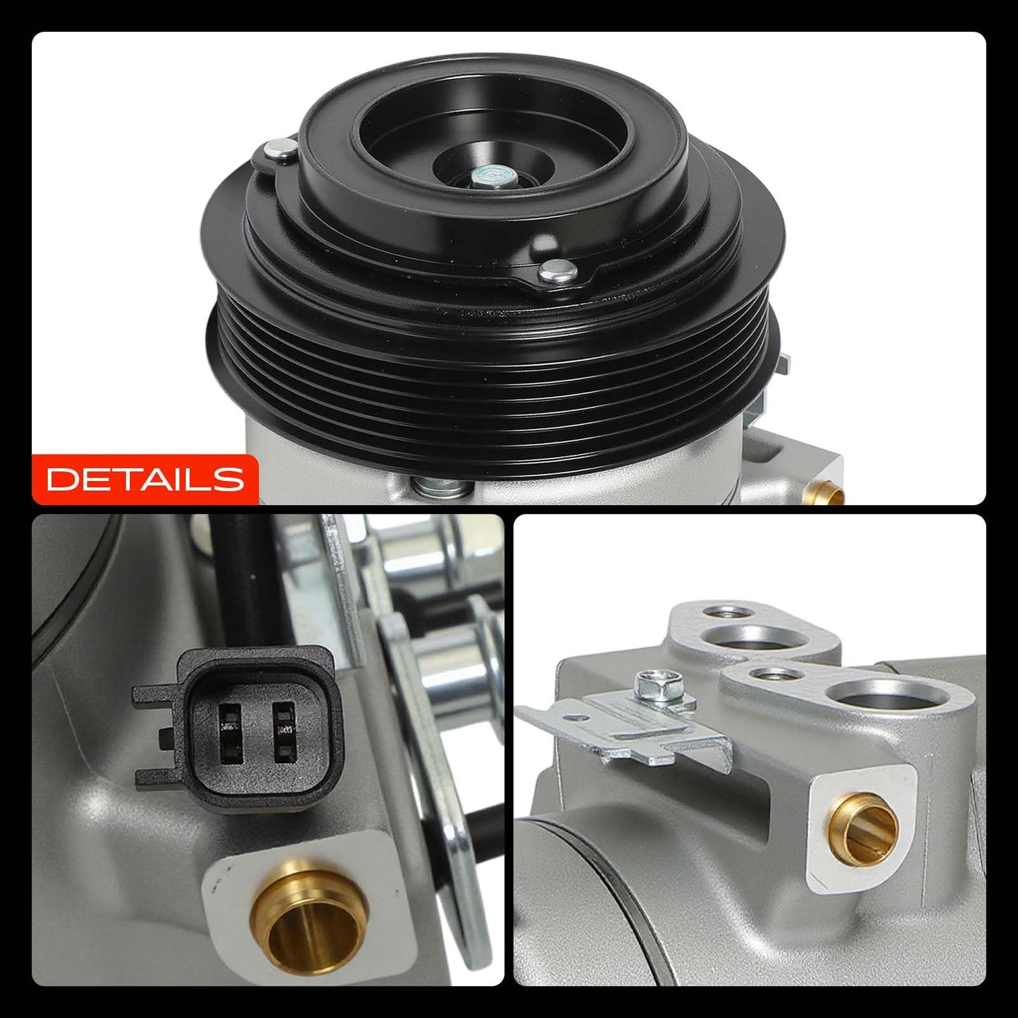 A-Premium Air Conditioner AC Compressor with Clutch Compatible with Ford F-250 F-350 F-450 F-550 Super Duty F53 F59 F650 F750, 6 Groove Pulley