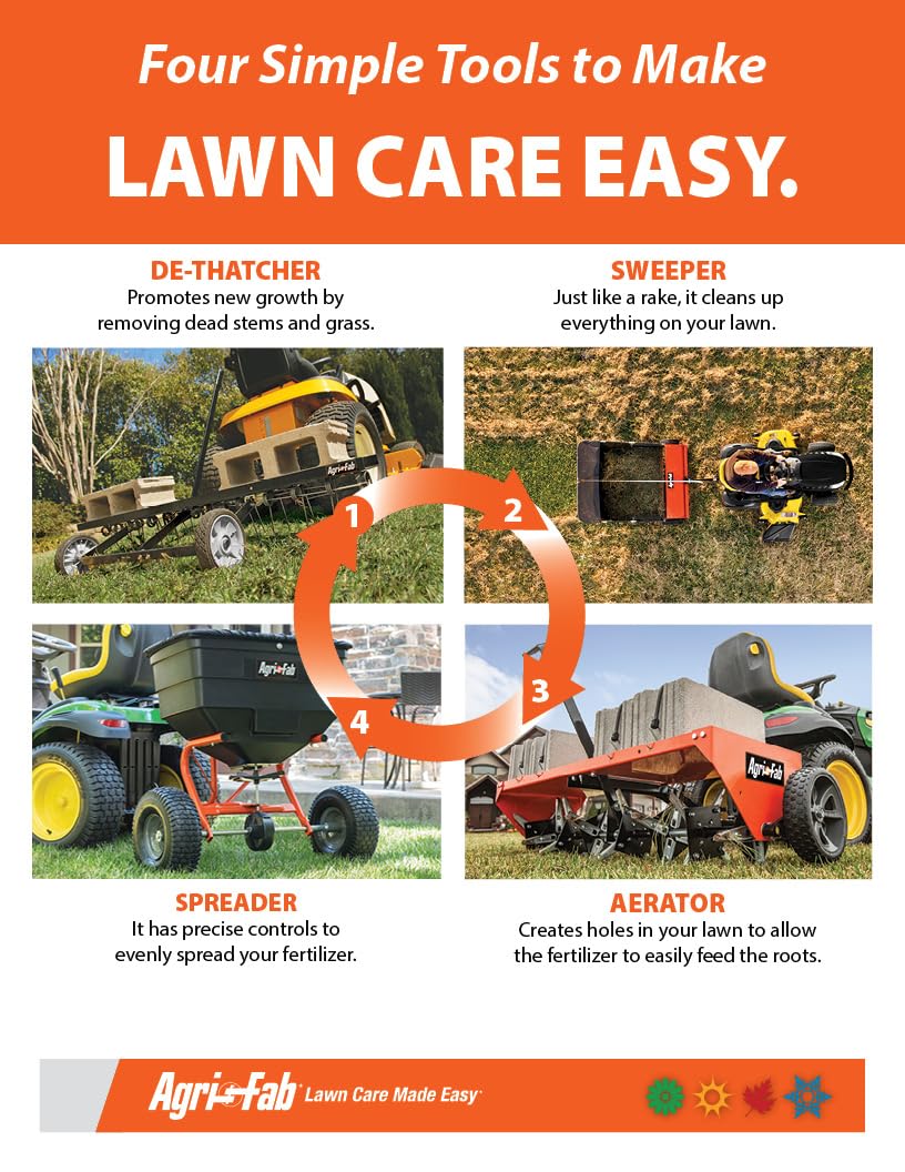Agri-Fab 48 In Tow Behind Lawn Plug Aerator with 32 Galvanized Knives and Universal Hitch