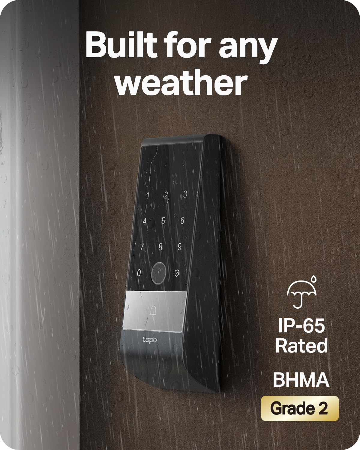 Tapo Smart Door Lock Wi-Fi Deadbolt, Palm & Fingerprint Recognition, Keyless Entry, in-App Monitoring with Scheduled Access, 1-Year Rechargeable Battery, Auto-Lock, IP65, Fits Standard Doors, DL130