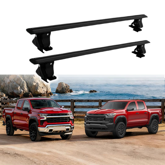 2Pcs Heavy Duty Roof Rack Cross Bars Fits for Chevy Colorado 2023-2025 / Silverado 2019-2024 2025 Aluminum Cargo Bars Luggage Gear Rooftop Storage Car Roofs Rack Cargo Carrier (Black)