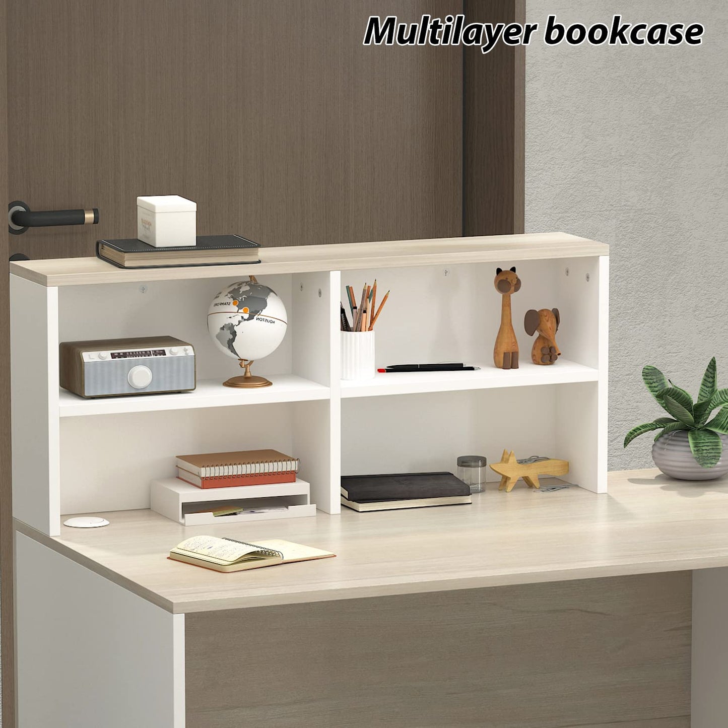 AIEGLE Reception Desk with Counter & Lockable Srotage Drawers, for Salon Reception Room Checkout Office, Natrual (55.1" L x 23.6" W x 43.3" H)