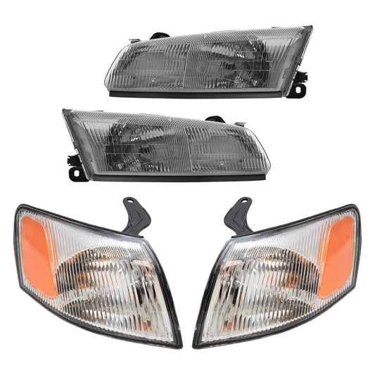 TRQ Headlight Assembly Set for 1997-1999 Toyota Camry, Model LKA55913, Includes Driver & Passenger Side Lights
