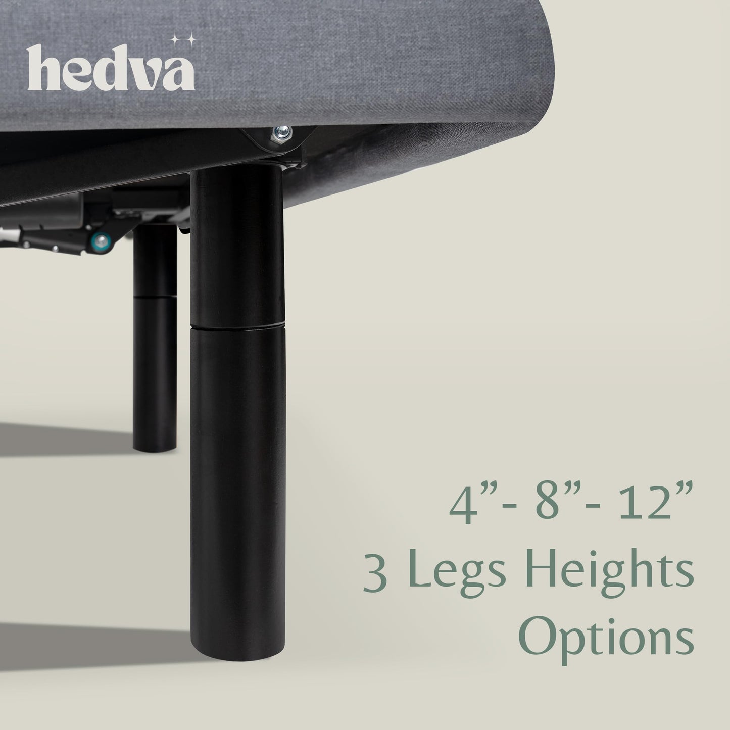Hedva Adjustable Bed Frame with Massage Motors, 4 USB Ports, LED Light, 5-Minute Assembly, Multiple Preset Positions for Ultimate Comfort, Wireless Remote Control Adjustable Bed (Black, Twin XL)