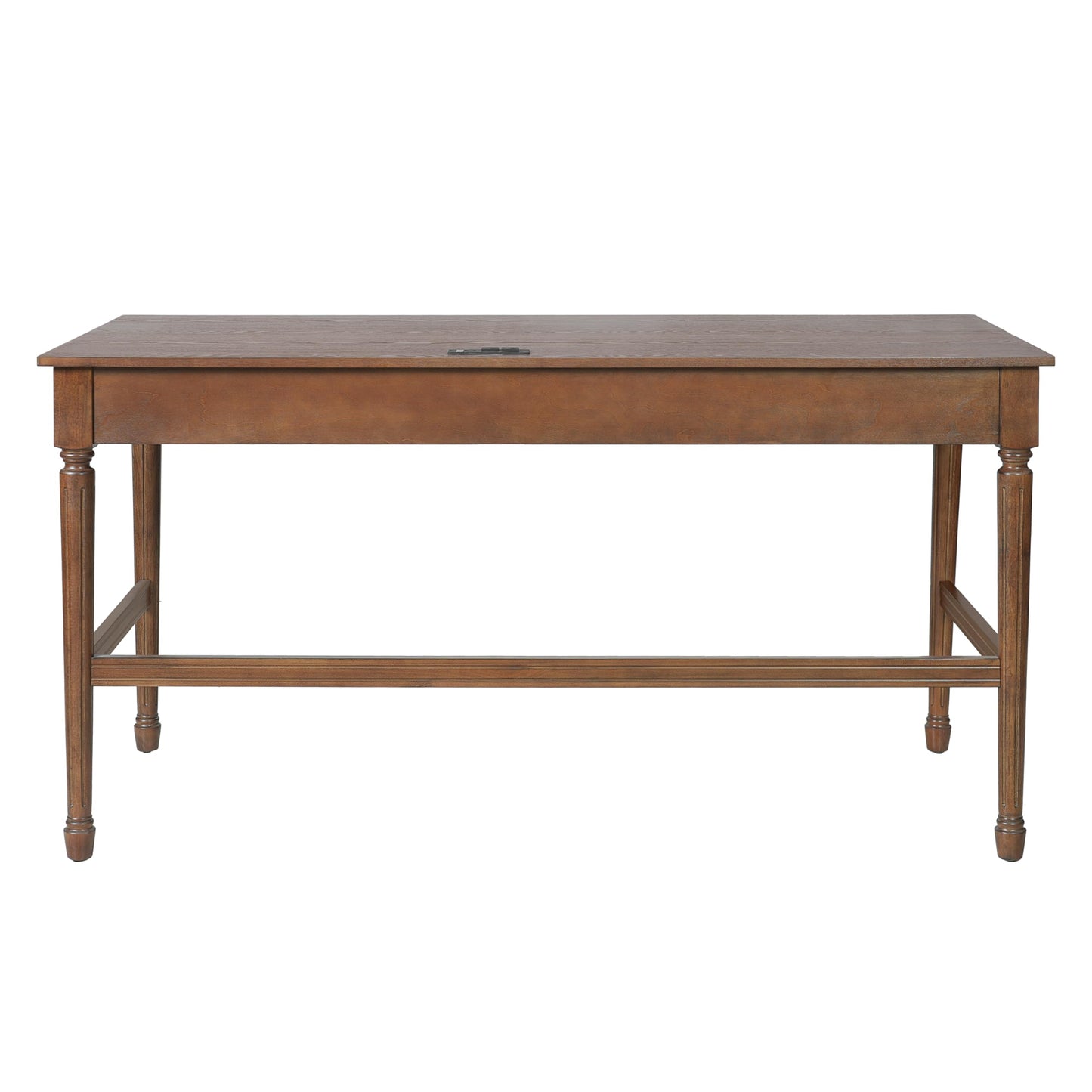 Merax 60" Home Office Desk with Power Outlets & USB, Writing Desk with 2 Drawers & Solid Rubber Wood Legs, Modern Workstation for Living Room, Bedroom & Study, Walnut