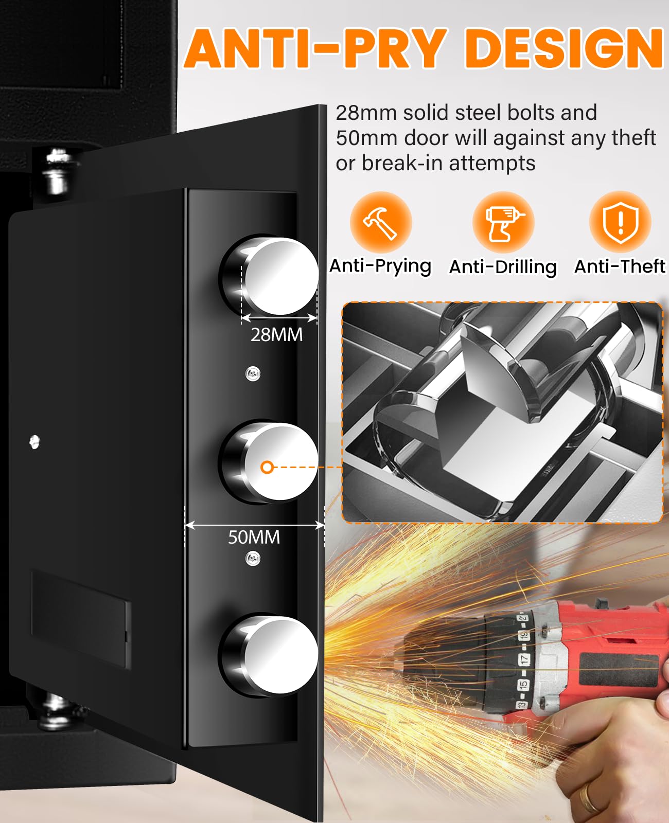 5.8 Cuft Large Biometric Drop Safe for Business, Anti-Theft Fingerprint Safe with Quick Place Drop Slot, Digital Keypad and Spare Key, Safe Box for Home Office Retail Store Business Mail Church