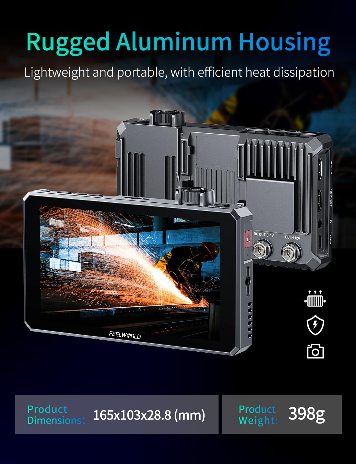 FEELWORLD SC6 6 inch 1500nit 3G SDI Aluminum On Camera Field DSLR Monitor, Touchscreen Support HDMI 4K60 Custom 3D LUT, Waveform for Outdoor Professional Video Photography with F750 Battery and Bag
