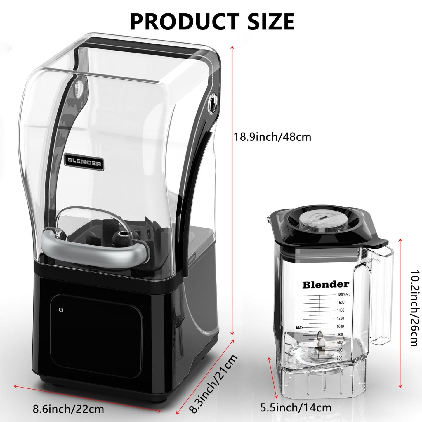 AIZIYO Commercial Blender With Heavy Duty Quiet Shield, 2200 Watts High Speed Motor, 60 Oz BPA-Free Pitcher, 5 Preset Function Countertop Blender for Ice Crush, Smoothies, Shakes, Spreads