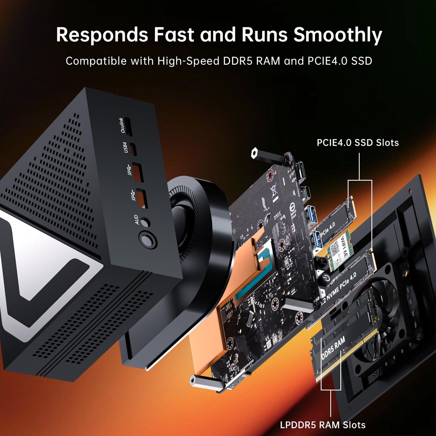 msecore AI Mini PC, Ryzen AI 9 HX 370 (80 Tops), 64G DDR5 RAM, 2T PCIE4.0 SSD Desktop Computer, Radeon 890M, 8K, Triple Display, 2 * 2.5G LAN, Wi-Fi 6e, Windows 11 Pro