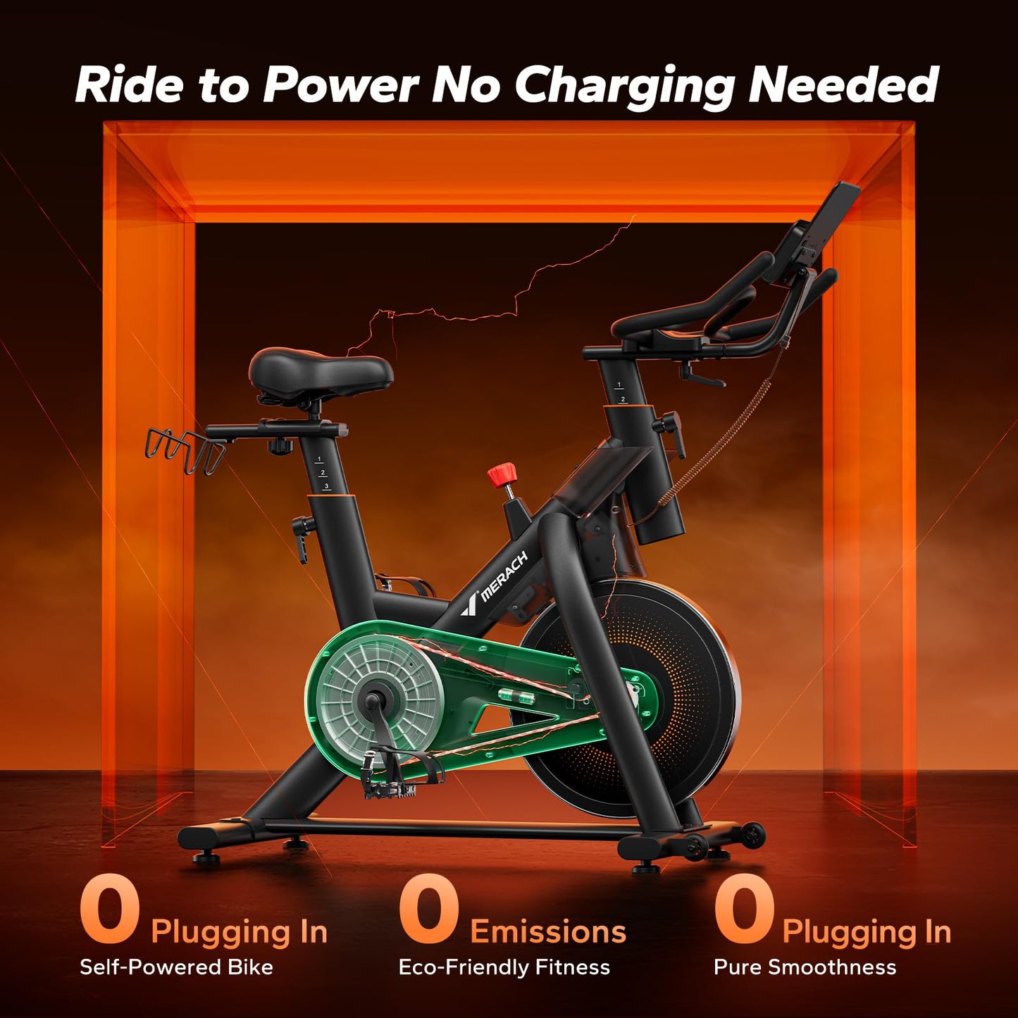 Merach Magnetic Exercise Bike, Heavy Duty Stationary Bike with Automated Resistance, 350 Lbs Weight Capacity, Low Noise Indoor Workout Bike for Home Gym with Self-Developed App