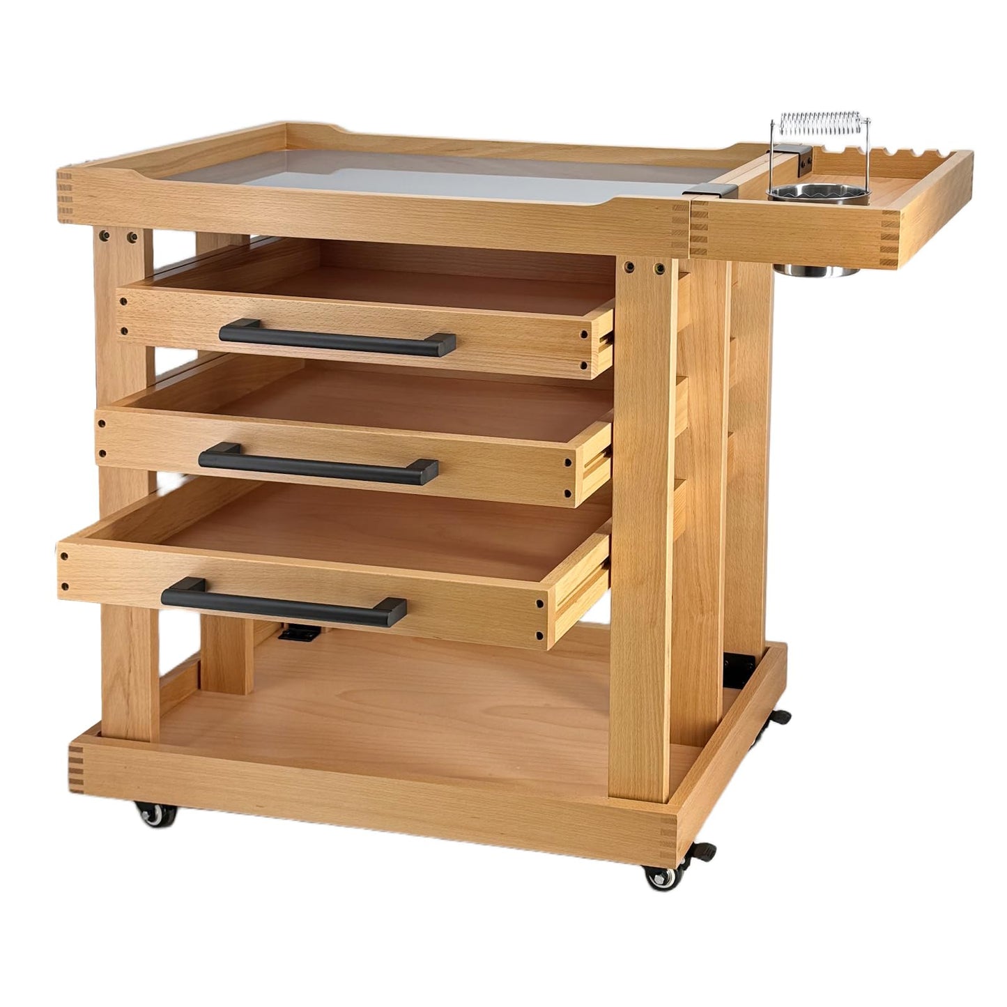 Stuelloaf Art Supplies Storage 5-Tier Cart, Beech Wood Rolling Cart