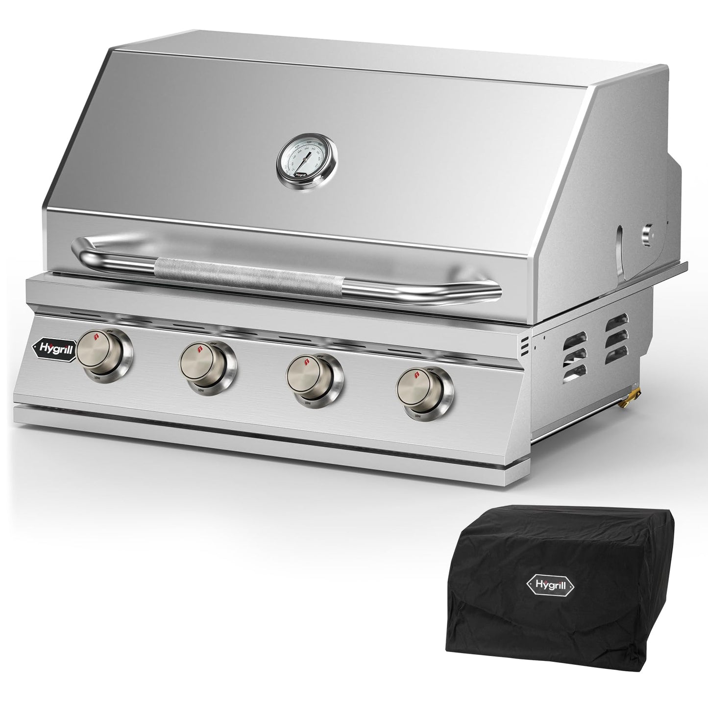Hygrill STD Series 32-Inch Built In Grill, Stainless Steel 4-Burner Grill Head for Outdoor Kitchen, Liquid Propane