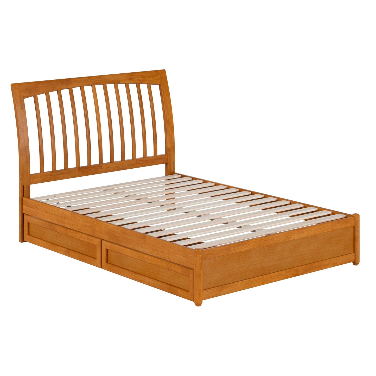 AFI, Roslyn Full Platform Bed with Panel Footboard and Storage Drawers, Light Toffee