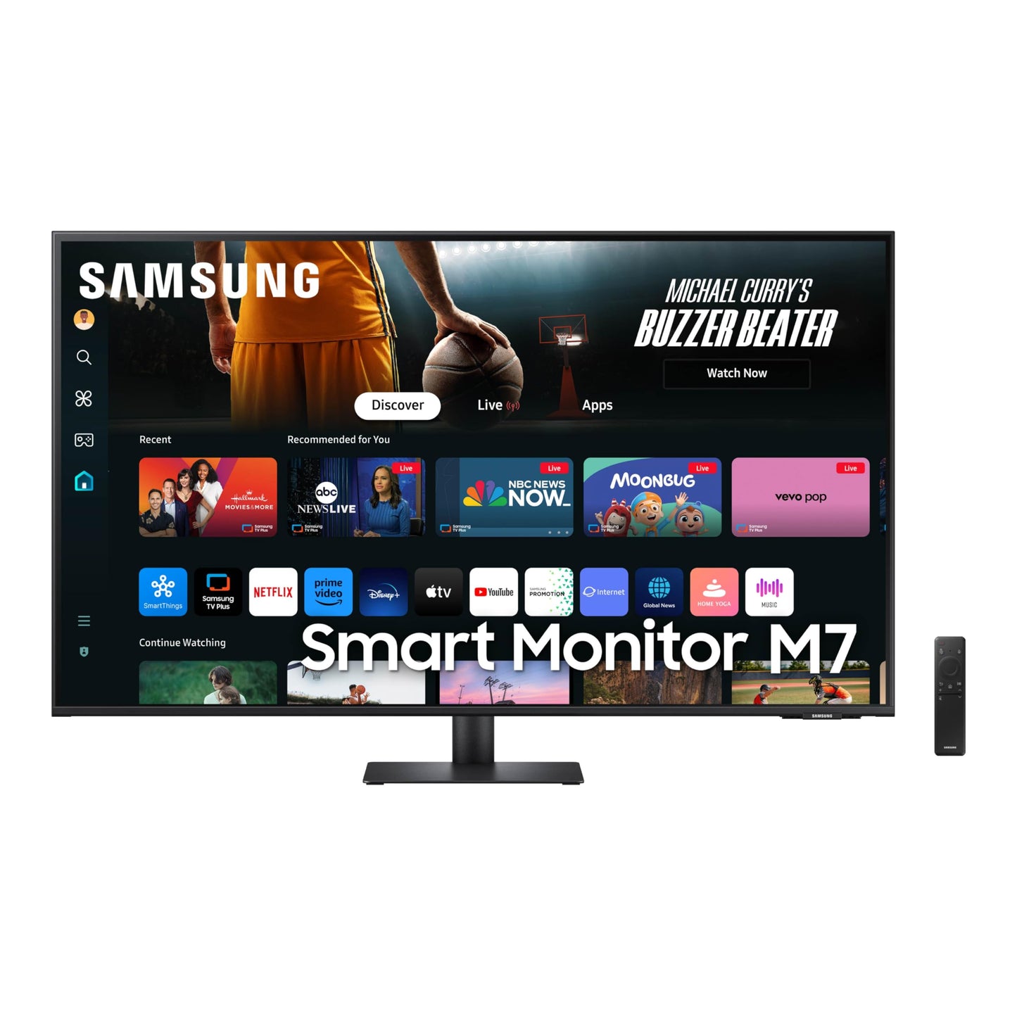 SAMSUNG 43-Inch M7 (M70D) Series 4K UHD Smart Monitor, Speakers, HDR10, USB-C, Multiple Ports, Gaming Hub, SolarCell Remote, Vision Accessibility Tools, LS43DM702UNXGO, Black