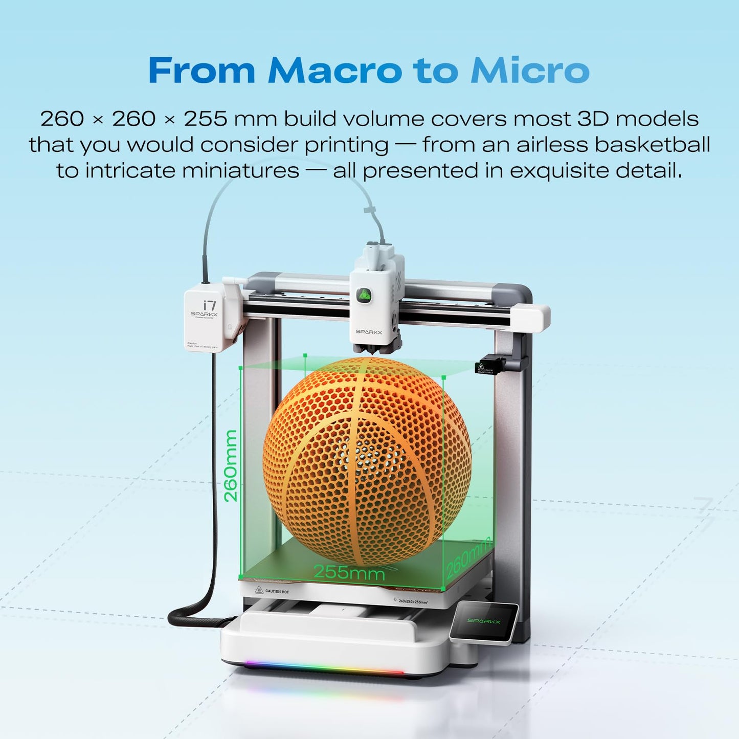 Creality SPARKX i7 3D Printer with AI Camera Monitoring, Auto Leveling, Quiet High-Speed Desktop Printing, Easy Setup, Direct Drive Extruder, WiFi Connectivity, 260×260×255mm Build Volume