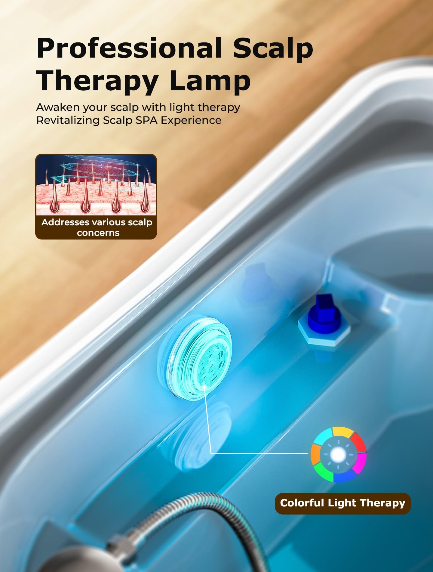 Portable Shampoo Spa Equipment: Large Tank Water Recirculation System, Hydro/Light Therapy, No Plumbing - Home & Salon Use