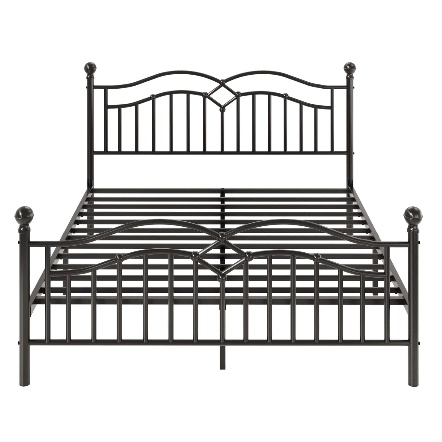 SHA CERLIN Vintage King Metal Bed Frame with Headboard and Footboard, Heavy Duty Platform Bed Frame, 12.4" Under-Bed Storage, Noise-Free, No Box Spring Needed, Easy Assembly, Black