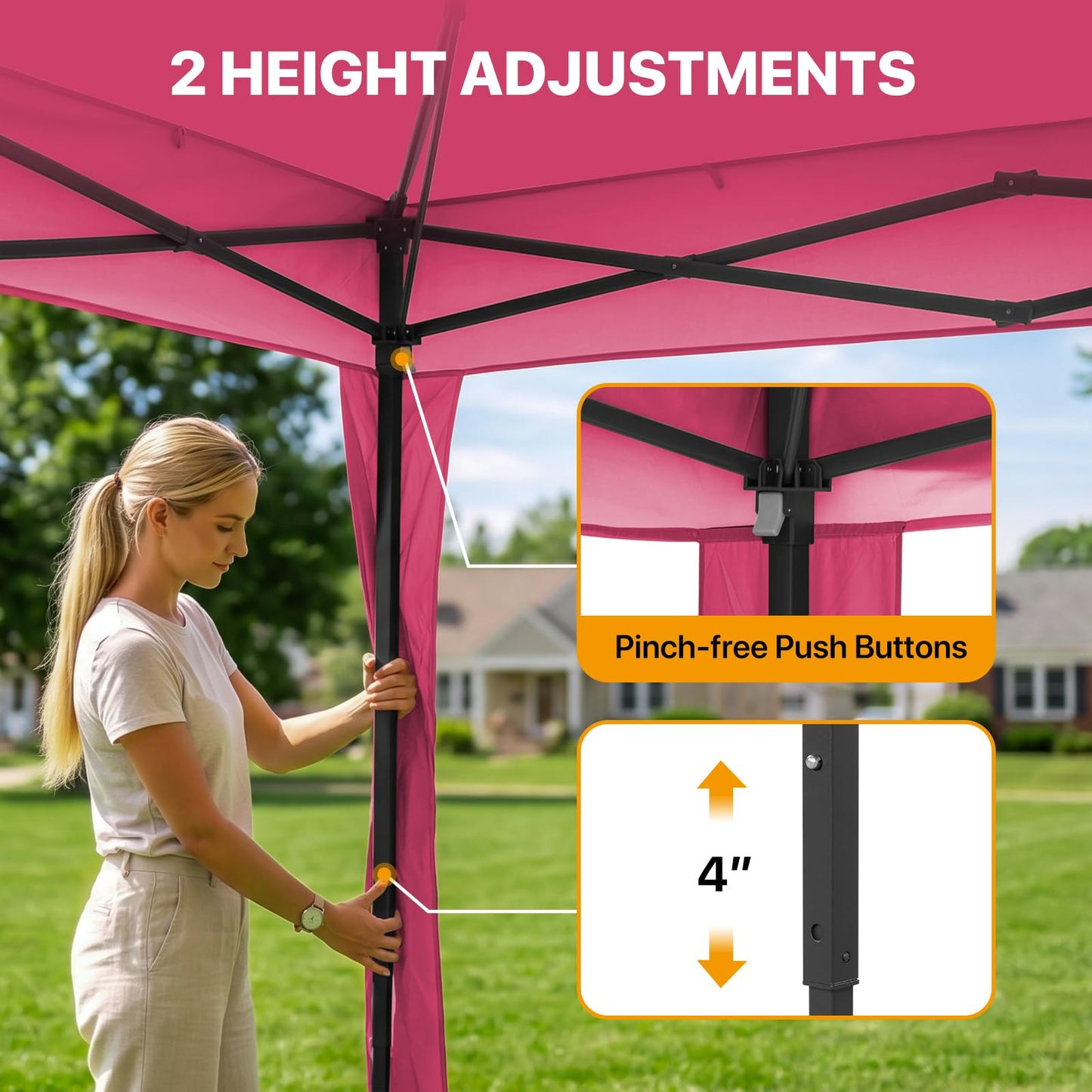 COOS BAY 11x11 Pop Up Gazebo with Mesh Netting, Instant Outdoor Canopy Tent, Water Resistant Shelter with UPF 50+ UV Protection, 121 Sq Ft Coverage, Dark Pink