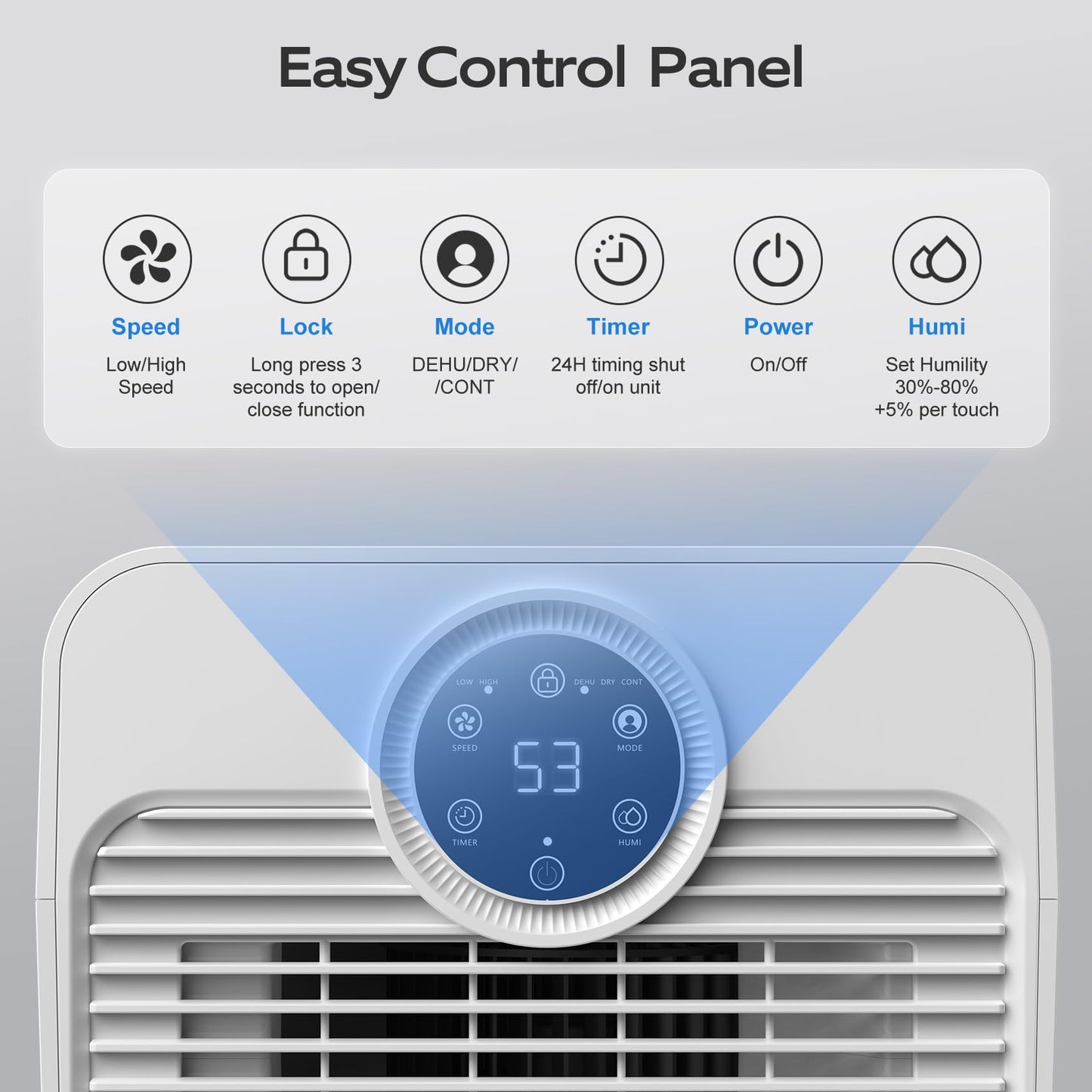 1500 Sq.Ft Dehumidifier for Basement with Drain Hose, Glowells 21 Pints Dehumidifiers for Home, Bathroom, Bedroom Large Room, RV, Three Modes, Quiet with Smart Compressor, Dry Clothes, 24H Timer