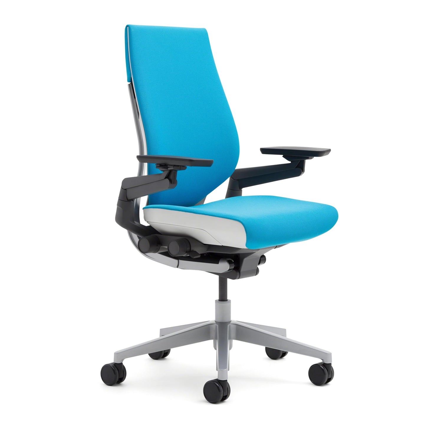 Steelcase Gesture Office Chair - Ergonomic Work Chair with Wheels for Carpet - Comfortable - Intuitive-to-Adjust for Desk - 360-Degree Arms - Blue Jay Fabric
