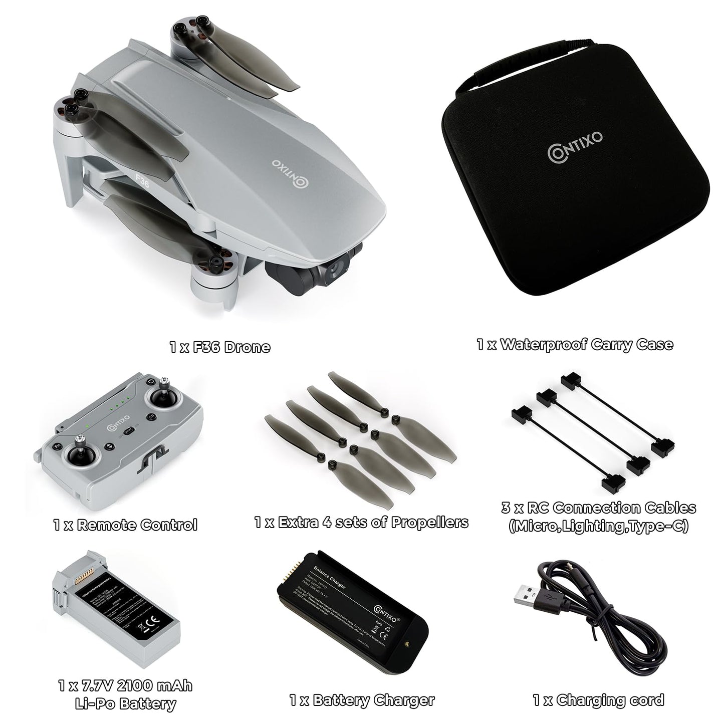 Contixo F36 GPS Drone with 4K Camera, 3-Axis Gimbal Stabilizer, 2 Miles Long Range, 25 Min Flight, Optical Flow, Brushless Motors, Follow Me, One Key Return FPV Drones, No FAA Registration Needed