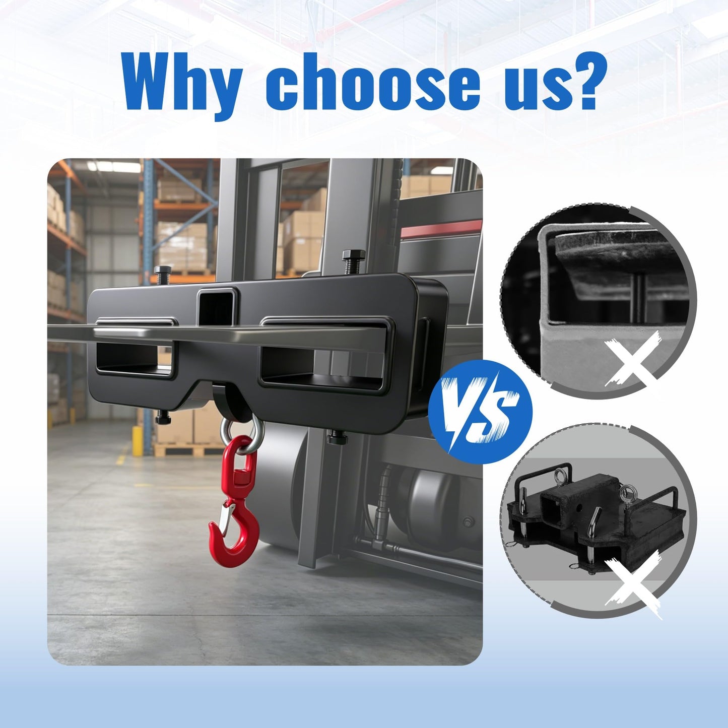 Heavy Duty Forklift Lifting Hook Attachment with Ratchet Tie Down Strap