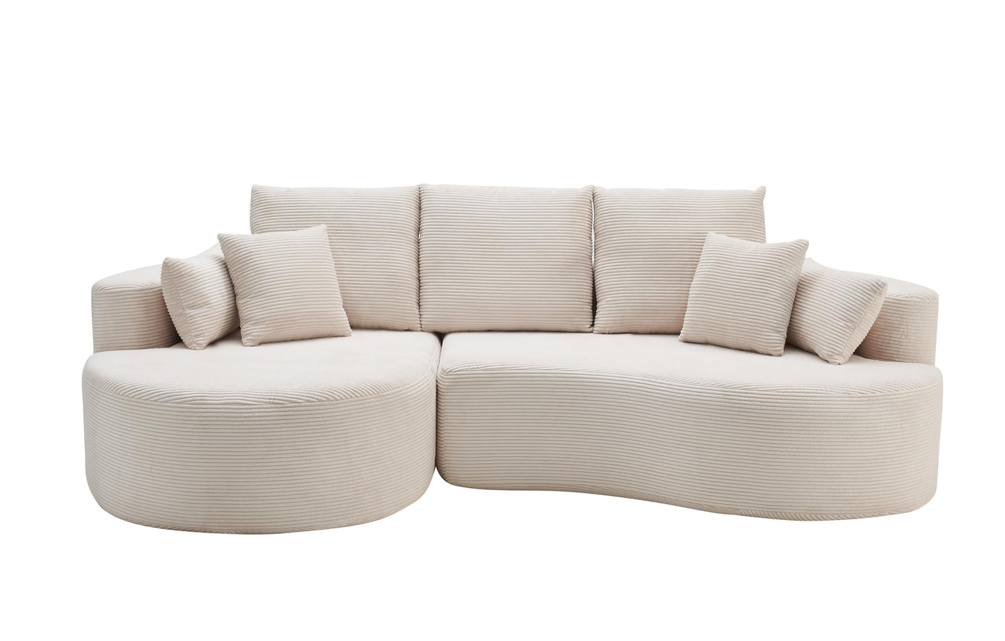 Christopher Knight Home Carden 106" Curved Modular Sectional Sofa, Comfy Sofa Couch with Chaise Lounge, Modern Cloud Couch with Deep Seat, Fabric Upholstered Set for Living Room Bedroom, Whitecap