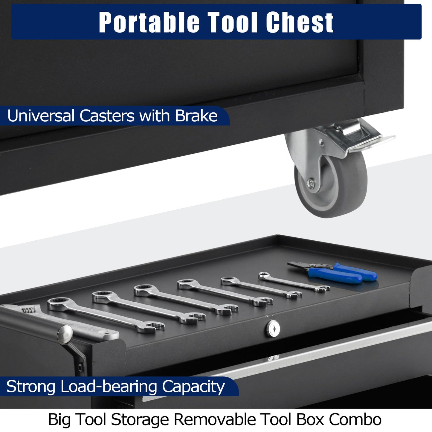 EliteEdge 24” Heavy-Duty Rolling Tool Cabinet, 4-Drawer Lockable Steel Tool Chest with 4 Locking Wheels & Reinforced Frame, High Weight Capacity Organizer for Garage, Workshop, and Home Use