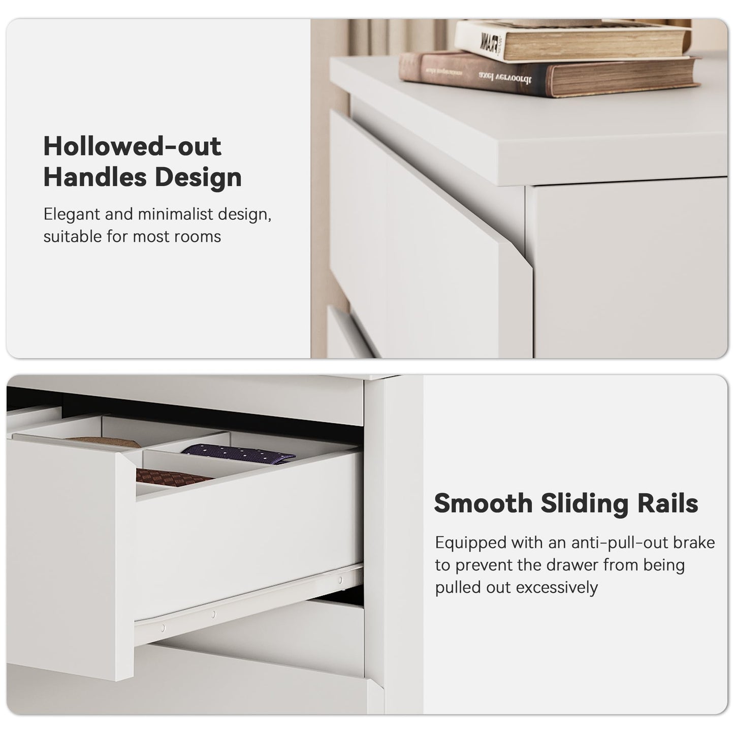 White Tall 7 Drawer Dresser for Bedroom, Modern Wood Closet Dressers & Chests of Drawers with Jewelry Storage, 23.6" L*15.8" W*47.5" H in Large Vertical Dresser for Bedroom, Living Room, Nursery