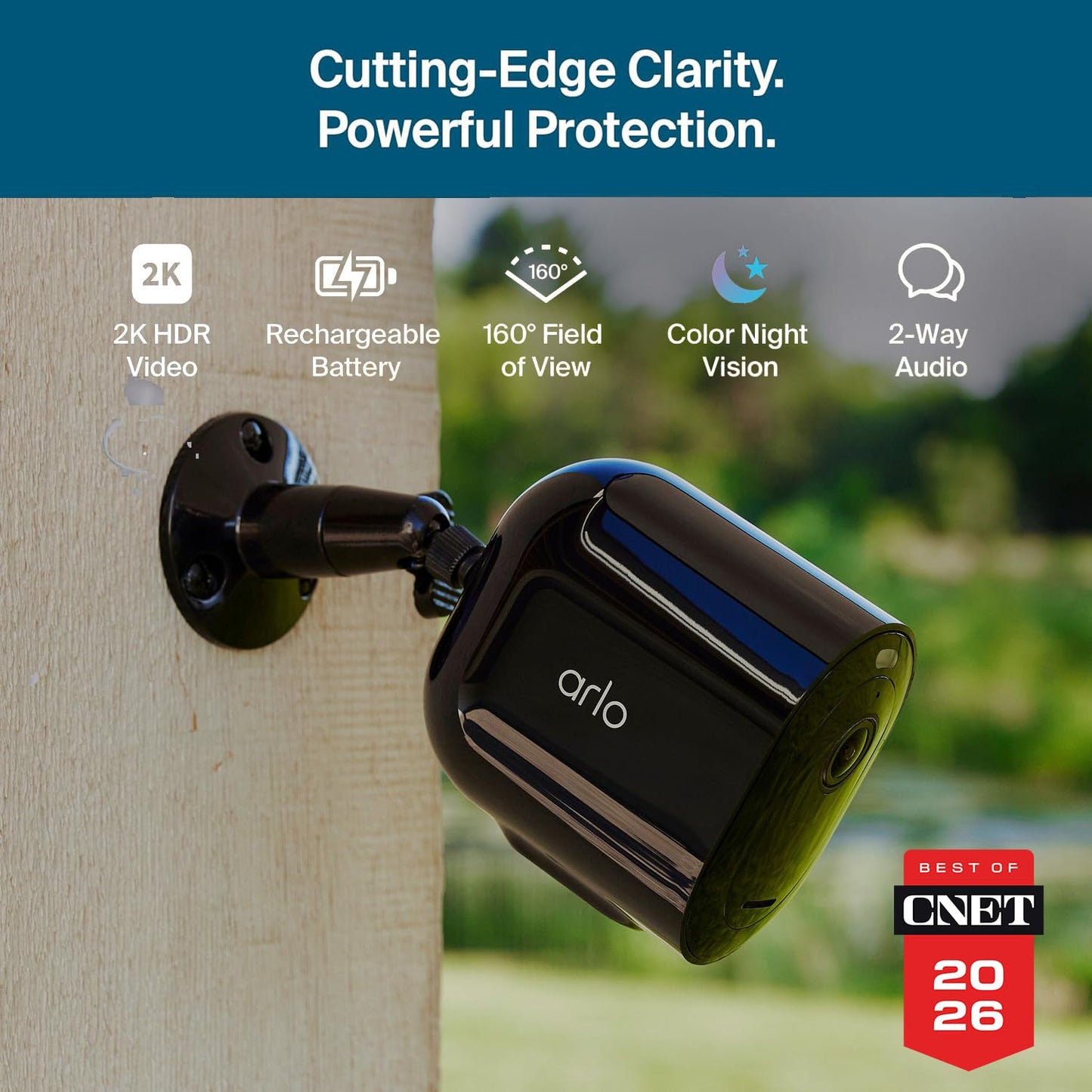 Arlo Pro Security Camera 2K HDR (6th Gen, 2025 Release) - Wireless Outdoor Camera, Rechargeable Removeable Battery, Event Captions, Emergency Response, 1-Month Trial of Secure Plan, 4 Cam, Black