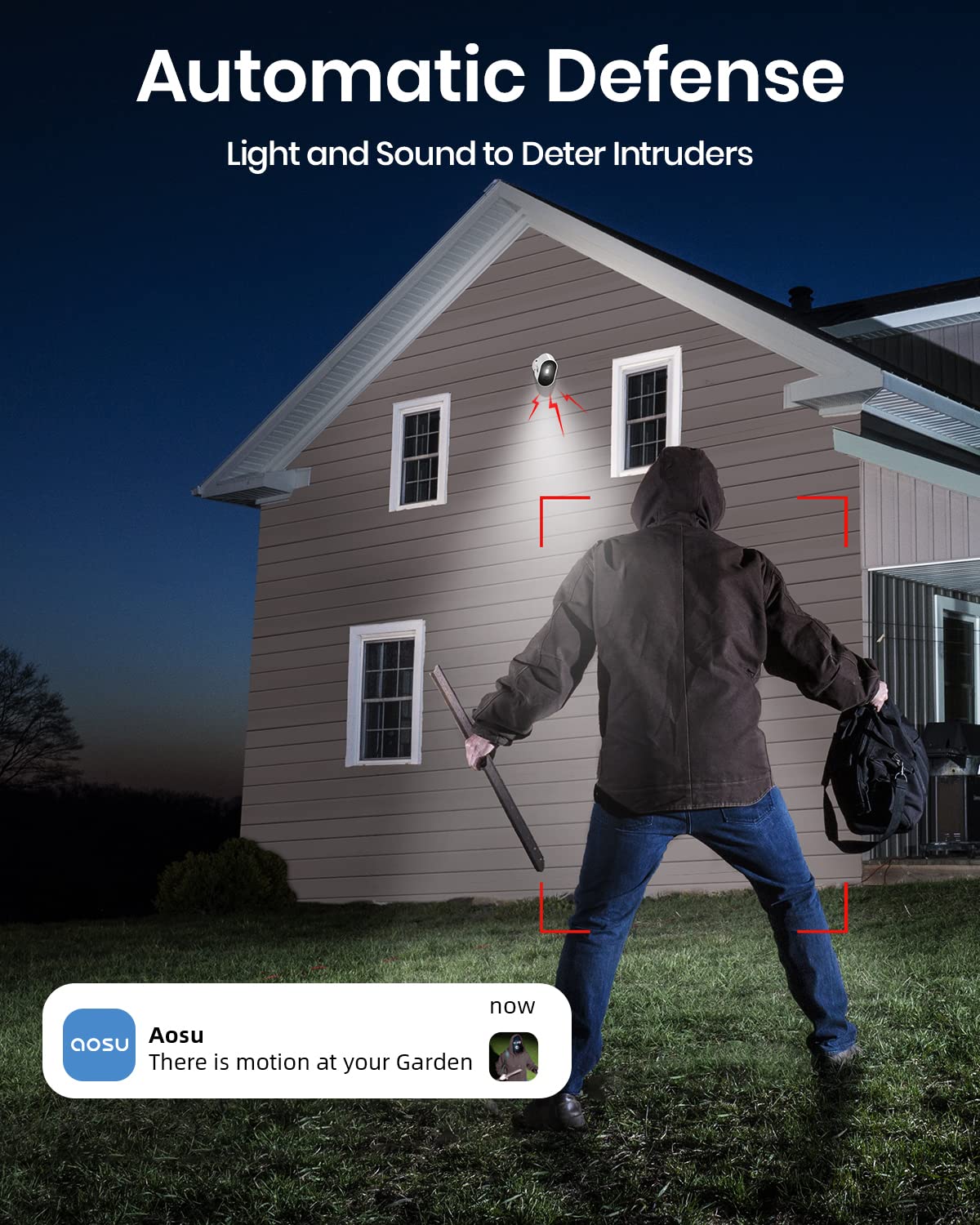 aosu Security Cameras Outdoor Wireless, 4-Cam-Kit, 166° Ultra-Wide-Angle, Battery Powered, No Subscription Required, Home Security Cameras System with 2K Color Night Vision, Spotlight, Motion Alert
