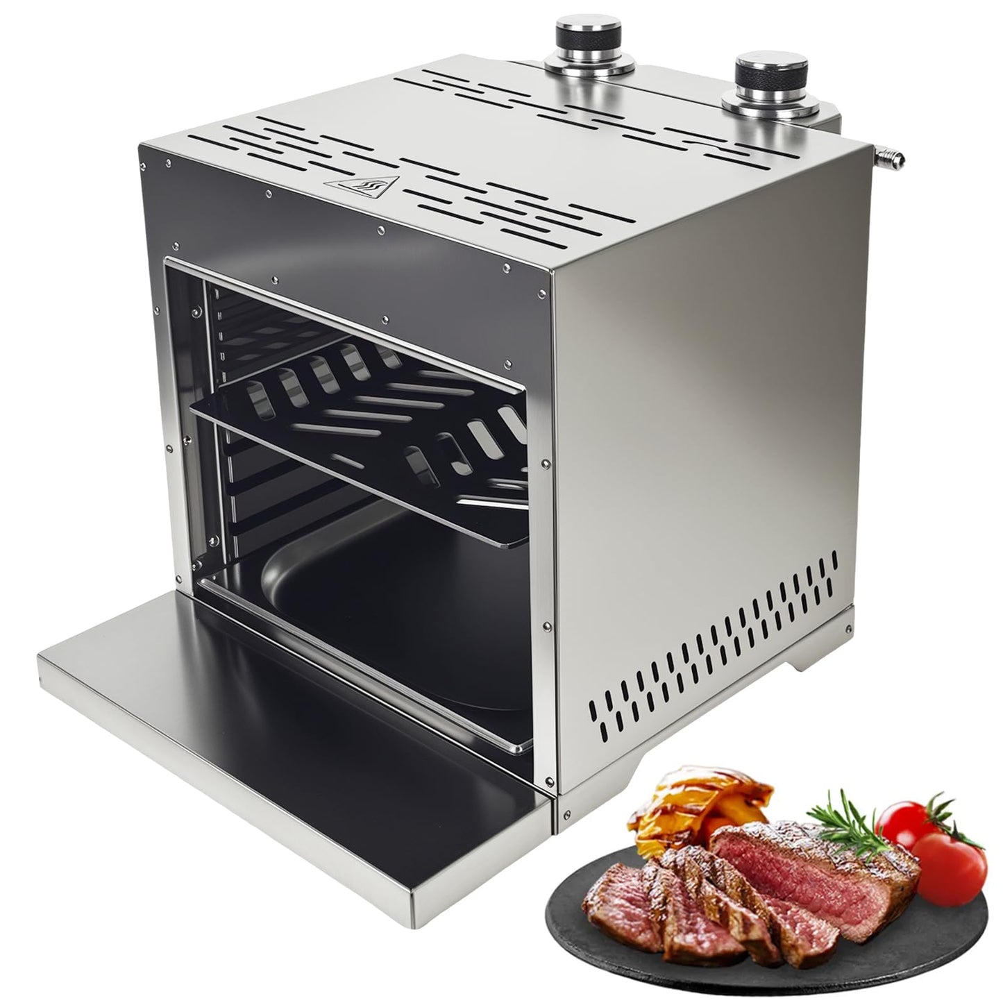 XHINBWYEK Steak Broiler Portable Infrared Broiler Propane Gas Grill Infrared Burner, Maximum 1600°F/870℃, Sear Station steak cooker grill outdoor BBQ, Stainless Steel