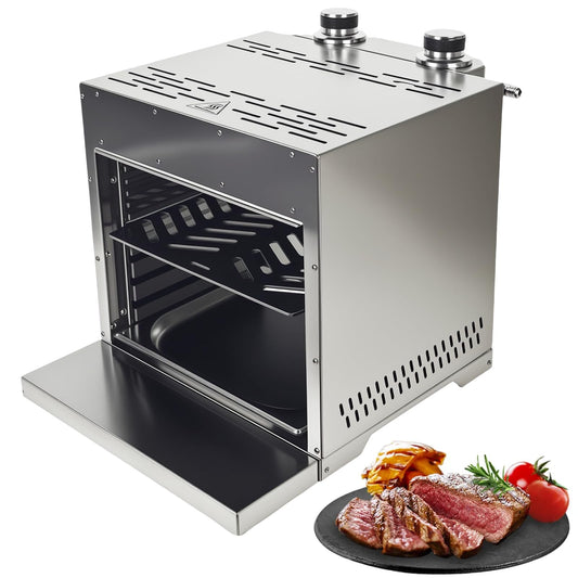 XHINBWYEK Steak Broiler Portable Infrared Broiler Propane Gas Grill, Maximum 1600°F/870℃, Sear Station steak cooker grill outdoor BBQ, Stainless Steel