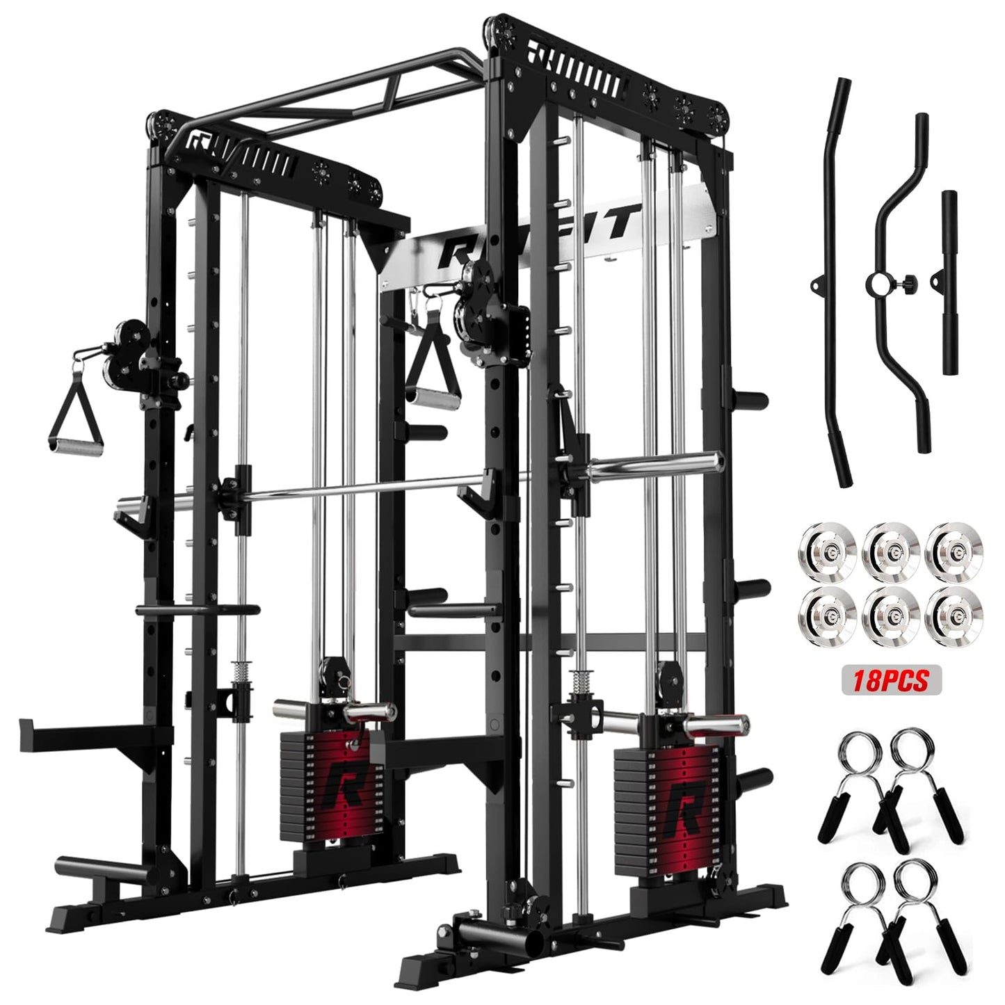 RitFit WSM1 Weight Stack Set 286lbs for M1 Smith Machine, Compatible with M1 & M1 Pro Power Cage (Smith Machine with Weight Stack Black)