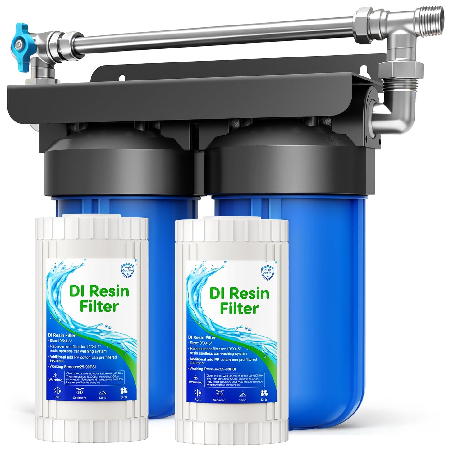 Spotless Water System for Car Wash with Bypass Switch, Deionized Water System for Car Wash with Resin, Spot Free Water Deionizer for Car Washing, Works for Motorcycles, RV, Boats, No Towel Drying ﻿