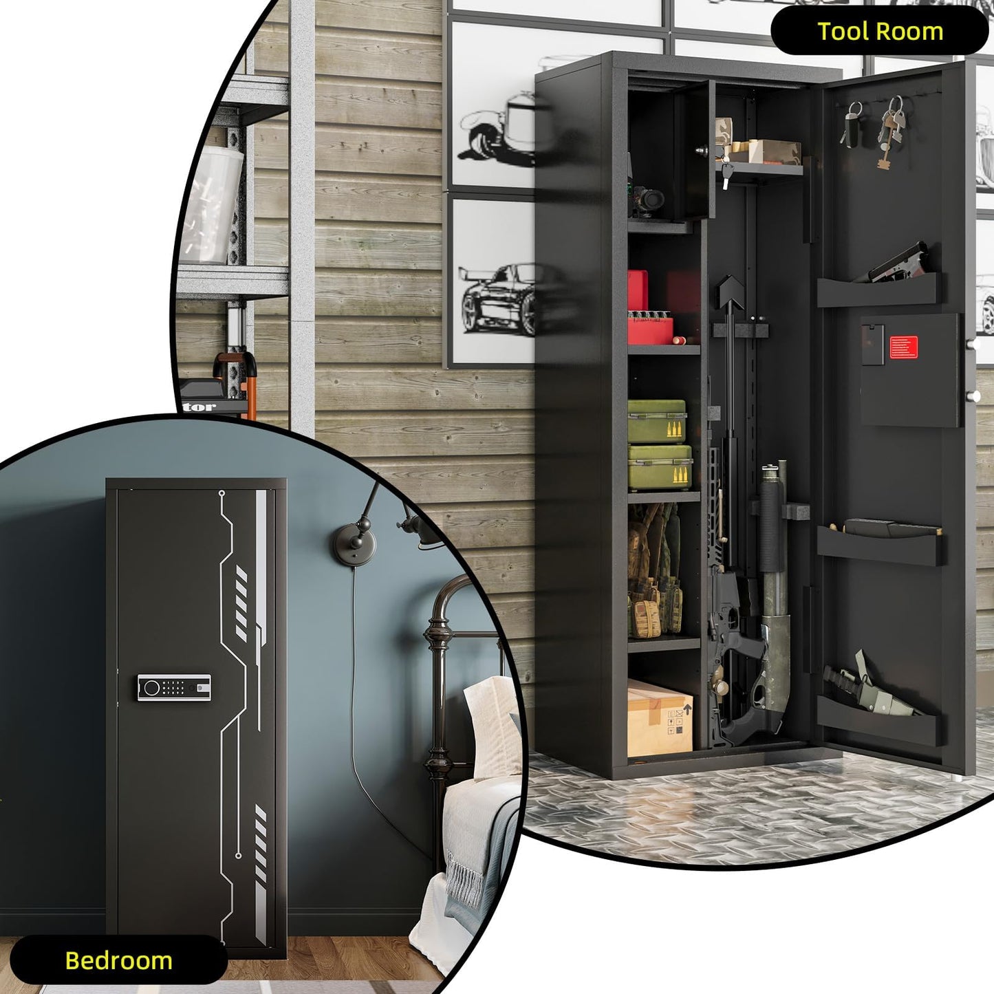 KAER 8-12 Gun safes,Rifle Safe,Gun Safes for Home Rifle and Pistols, Long Gun Safe for Rifle Shotgun for Home,Quick Access Rifle Safes,Adjustable Shelves