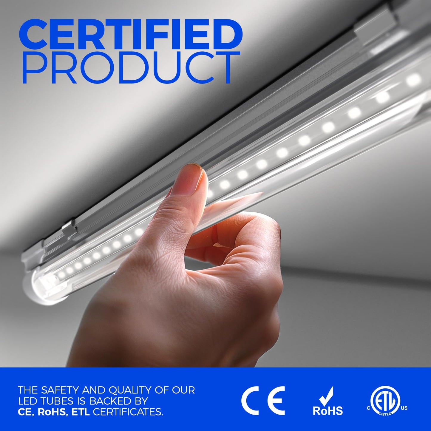 Barrina LED Shop Light 4FT 40W 5000LM 6500K V Shape T8 Integrated Fixture, Aluminum, Clear Cover
