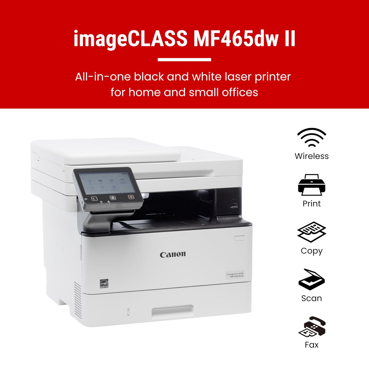Canon imageCLASS MF465dw II - Monochrome Wireless Duplex Laser Printer with Print, Copy, Scan, Fax, Expandable Paper Capacity, 42 PPM