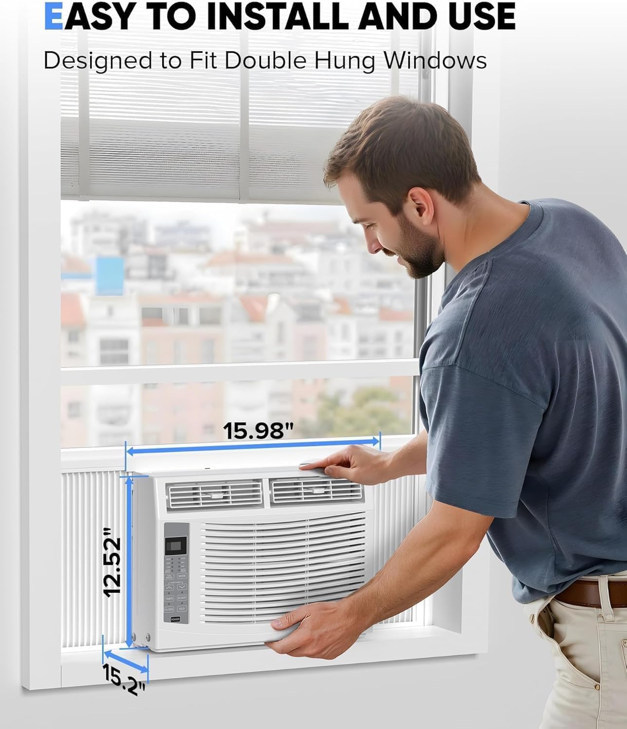 Garvee 6,000 Btu Window Air Conditioner, WiFi & App Control, Ultra Quiet, Enabled Saddle Window AC Unit Cools Up to 300 Sq. ft, Cooling, Dehumidifier, Flexible for Home/Office